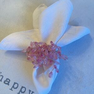 Pink Beaded Napkin Rings/Gold accents/Lot of 10